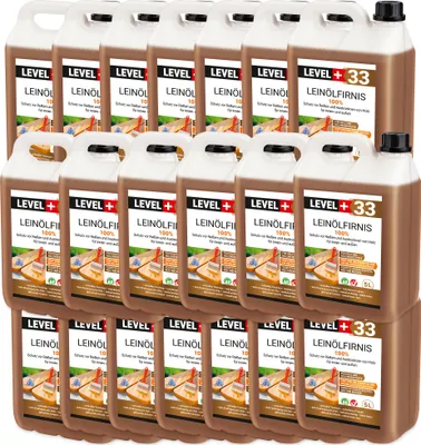 Produktbild von Leinöl Firnis 100 Liter, Holzschutz, Doppelt Gekocht, Holzpflege, Holzöl, Schnelle Trocknung, Natürlicher Holzschutz, Harzfrei RM33