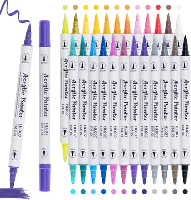Obrázok produktu pre Akrilové Markery 24 Farieb, Dvojitý Hrot, Vodoodolné, Na Sklo, Drevo, Plátno, Keramiku