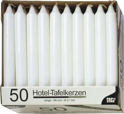 Produktbild von 50 Tafelkerzen Ø 2,1 cm · 19,6 cm weiss