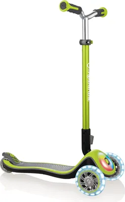 Produktbild von GLOBBER ELITE PRIME – Tretroller, 125/80 mm, ABEC 5, 3-rädrig, höhenverstellbar, LED-Rollen, Leuchtdeck, lime grün