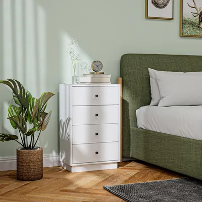 Produktbild von Kommode 7 Schubladen Schlafzimmer, Schubladenschrank Spanplatte, Sideboard Modern, Weiß | 47 x 29 x 75 cm | bis 22 kg | Kippschutz