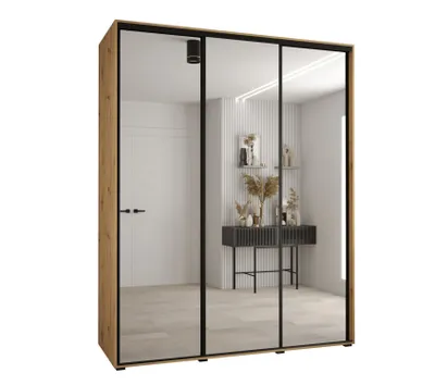 Obrázok produktu pre Šatníková skriňa ASIRI 2 - 200/60 cm, dub artisan / čierna