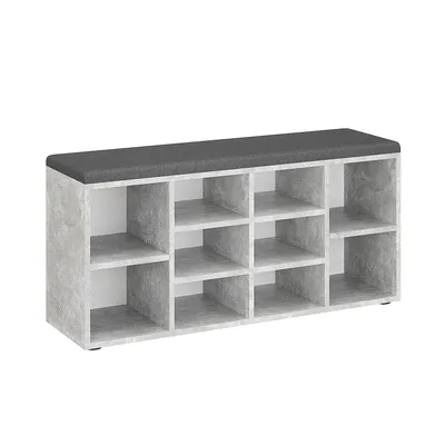 Produktbild von KOMTO Schuhbank mit Sitzfläche - Schuhregal Schuhschrank mit Sitzbank Flur Bank mit Stauraum Garderobenbank Sofia 104 x 50 x 30 cm Beton