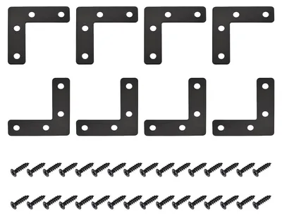 Productafbeelding van L-vormige reparatieplaten 50 x 50 mm, 12 stuks, zwart, voor houten meubels