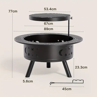 Produktbild von Außenofen - Gartenofen - Feuerkorb - Grill - Barbecue - 2-in-1: Außenofen und Grill