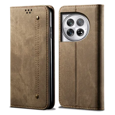 Obrázek produktu pro Pouzdro pro OnePlus ACE3, Kožené Peněženkové Pouzdro s Magnetickým Uzavíráním a Stojánkem Khaki