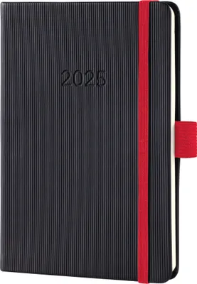 Produktbild von SIGEL C2509 Wochenkalender Conceptum 2025 - ca. A6 - schwarz, rot - Hardcover - 2 Seiten = 1 Woche - 176 S. - PEFC-