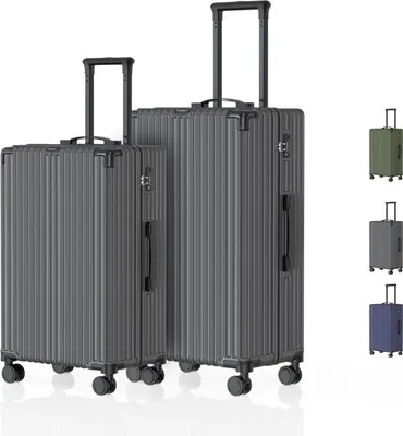 Image de Voyagoux® - Set de valises M/L - Valises - 2 pièces - Valise de voyage avec roulettes - Gris foncé - Serrure TSA