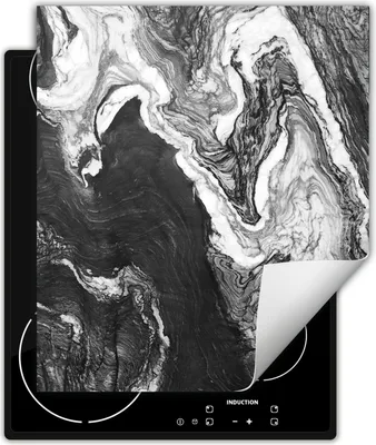 Produktbild von DarHaus Herdabdeckplatte 45x52 cm Anti Rutsch Matte Aufrollbar, grau - Marmor