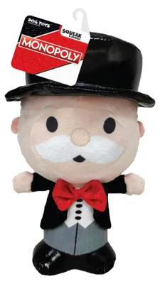 Productafbeelding van Hasbro Monopoly, Mr. Moneybags, pluche hondenspeelgoed, 17,8 cm, met piep- en knisperfunctie