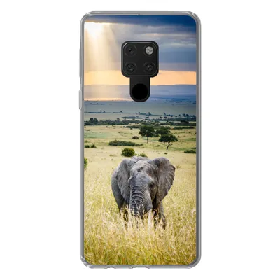 Produktbild von MuchoWow® Handyhülle Schutzhülle Hülle für Huawei P40 Lite Elefant - Tiere - Landschaft - Sonne - Natur Silikon Softcase Handy Hülle - Handy