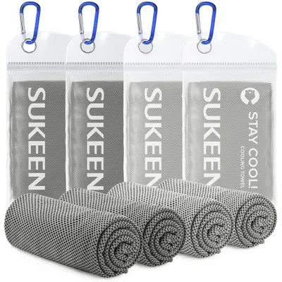 Produktbild von Kühlhandtuch Set, 4 Stück, 100 x 30 cm, kühlende Mikrofaser, für Sport