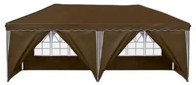 Produktbild von Pop Up Partyzelt - Faltpavillon 575x288x245 cm - 6 Seitenvorhänge - 3-fach höhenverstellbar - 210D Oxford, wasserdicht, UV-Schutz, Kunststoffgestell - Braun
