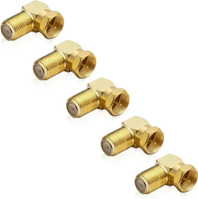 Produktbild von 90-Grad-Winkeladapter (F-Stecker auf F-Buchse) vergoldet (5 Stück)
