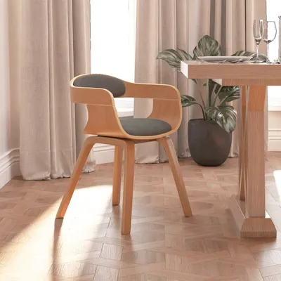 Image de vidaXL Chaise de salle à manger Taupe bois courbé et tissu