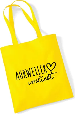 Produktbild von Huuraa Jutebeutel Ahrweiler verliebt 10 Liter Yellow Baumwolle Tasche Geschenkidee