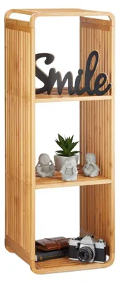 Zdjęcie produktu dla Regał łazienkowy stojący - Bambus - Wąski - 96 x 33 x 33 cm - Naturalny