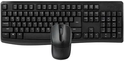 Produktbild von Rapoo X1800Pro, Volle Größe (100%), Kabellos, RF Wireless, QWERTY, Schwarz, Maus enthalten