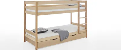 Produktbild von Etagenbett Lupo Buche massiv 90x200 cm mit Schublade