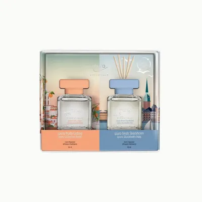 Produktbild von ipuro ESSENTIALS Fresh Stockholm & Fruity Lisboa, Duftflasche, Schilfaroma-Diffusor, 0,1 l