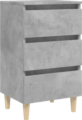Produktbild von Nachttisch mit Massivholz-Beinen Betongrau 40x35x69 cm