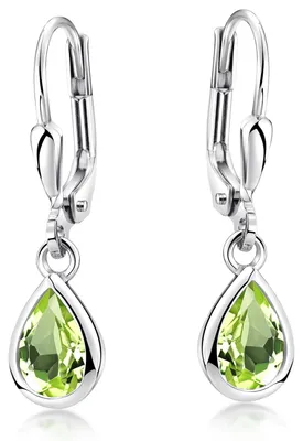 Produktbild von MATERIA Peridot Ohrringe grün Tropfen mit Brisuren - Ohrhänger Damen Silber 925 Schmuck rhodiniert SO-448-Grün