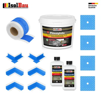 Dichtset Dusche Flüssigfolie 12 kg Bad Dichtband Abdichtset Set Duschelement