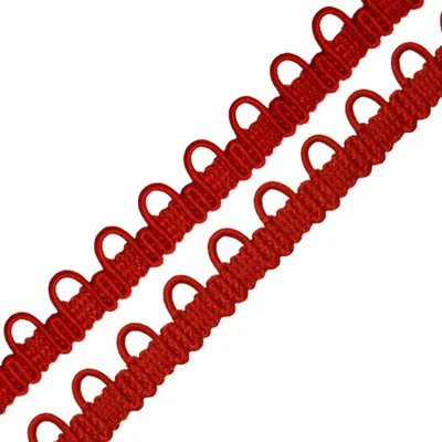 Schlingenband 2m Gummi Ösenband Schlaufenband Schlingenborte m. elastischen Ösen 12mm rot