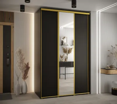 Obrázek produktu pro Šatní skříň YVONA 3 - 150/60 cm, černá / zlatá