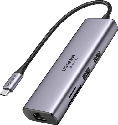 Produktbild von Hub 7W1 Ugreen Cm512 Usb-C / 2X Usb-A 3.2 / Hdmi 4K / Czytnik Sd Tf / Usb-C Pd 100W / Rj45 - Szary