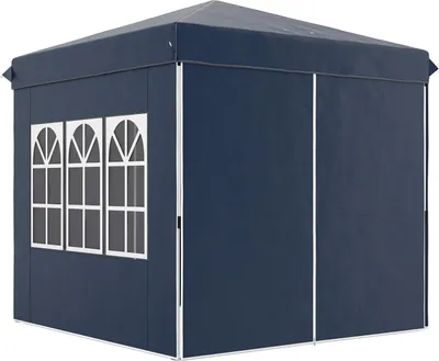 Immagine prodotto di Gazebo 2,5 x 2,5 m, gazebo pieghevole pieghevole idrorepellente, stabile, resistente all'inverno, protezione UV 50+, tenda per feste pieghevole, tenda da giardino con 4 pannelli laterali, gazebo da giardino tascabile per campeggio, giardino, blu scuro