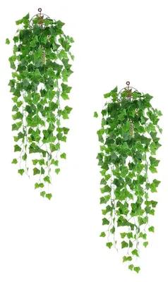 Image de Plantes artificielles suspendues - Lot de 2 guirlandes de lierre - Décoration murale pour intérieur et balcon - 2 pièces