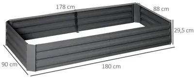 Zdjęcie produktu dla Prostokątny metalowy doniczka ogrodowy - podwyższona grządka z podpórkami do roślin pnących - idealna do uprawy pomidorów i roślin pnących - wymiary: 180 x 90 x 29,5 cm