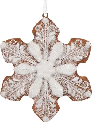 Image de Clayre & Eef Pendentif de Noël Flocon de neige 9x1x10 cm Blanc Plastique