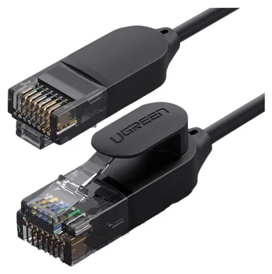 Image de Ugreen 3m de câble réseau plat LAN Câble Internet patchcord Ethernet RJ45 Cat 6A UTP 1000Mbp noir