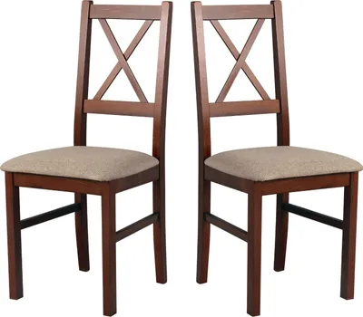 Image de LeafDesign Chaise de salle à manger en bois - Chaise hêtre massif - Chaise salle à manger set de 2 - Chaise en bois - Chaise de table - Chaise de cuisine set de 2 NILO 10 noyer