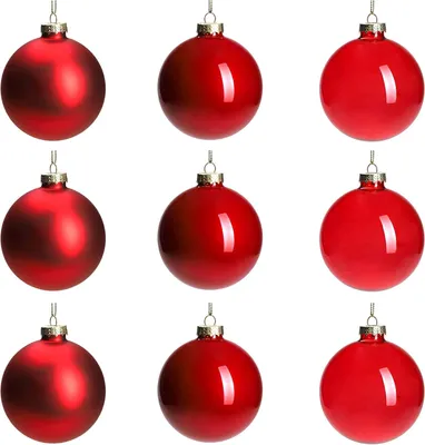 Produktbild von Glas Christbaumkugeln Dekorative Weihnachtskugeln Rot 9 Stück 7,6 cm