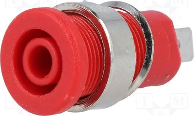 Obrázok produktu pre 3x zásuvka 32A, 4 mm, pozlátená, červená, pre ploché banánové konektory 4 mm