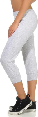 Produktbild von Damen Jogginhose 3/4 Sport-Hose Baumwolle mit Tasche; Grau XS