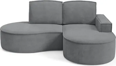 Produktbild von BETTSO FLOW Ecksofa mit abgerundeten Seiten und Kissen in Graphit, Stoff Curio Rechts