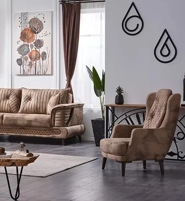 Produktbild von Beige Sofa 3 Sitzer Wohnzimmer Textil Moderne Luxus Dreisitzer Couch