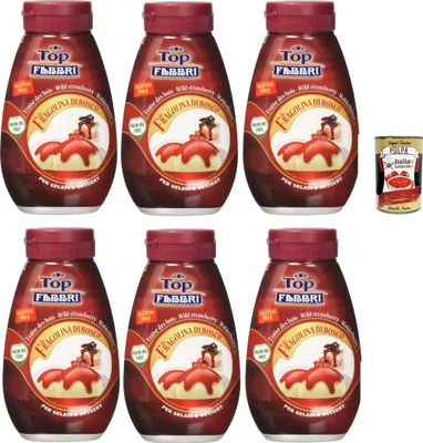 Produktbild von Fabbri Topping sauce Frutti di bosco, Beeren für Eis, Desserts und Kaffee 6x 225g Gluten-frei gebrauchsfertige Sauce + Italian Gourmet polpa 400g