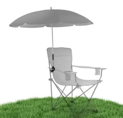 Image de Parasol de jardin avec protection UV 50+, diamètre 120 cm, couleur grise, idéal pour le camping