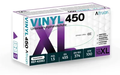 Produktbild von 10x Altruan Vinyl Handschuhe, Einmalhandschuhe, weiß - 100 Stück - Größe XL | Packung (100 Stück)