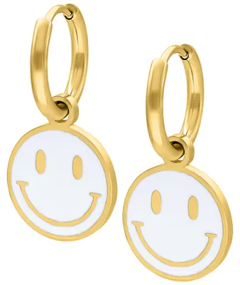 Produktbild von Wildcat Ohrringe - Little White Smiley Hoops - Gold - Chirurgenstahl 316L - wasserfest, langlebig, hautverträglich, Gold
