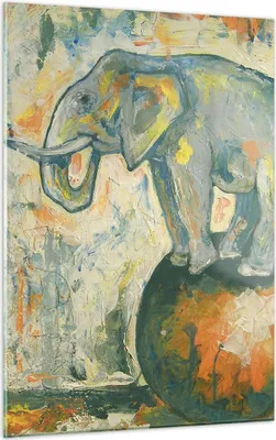 Produktbild von Bilder auf glas - Einteilig - Elefant Abstraktion - 50x70cm - Glasbilder - Wandbilder - Bilder - zum Aufhängen bereit - Wanddekoration aus Glas - Glas Bilder - Wandbild auf Glas - GPA50x70-3566