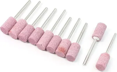 Produktbild von Set von 10 zylindrischen Schleifsteinen - 3mm Schaft, 10mm Durchmesser