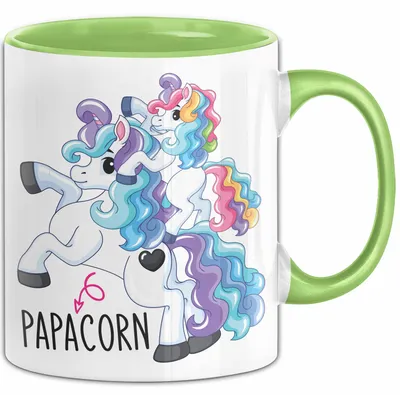 Immagine prodotto di Tazza regalo Papacorn con divertente disegno di unicorno (verde)