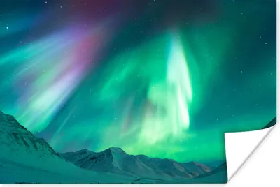 Produktbild von MuchoWow® Poster Nordlicht - Berg - Schnee 30x20 cm - Plakate - Print