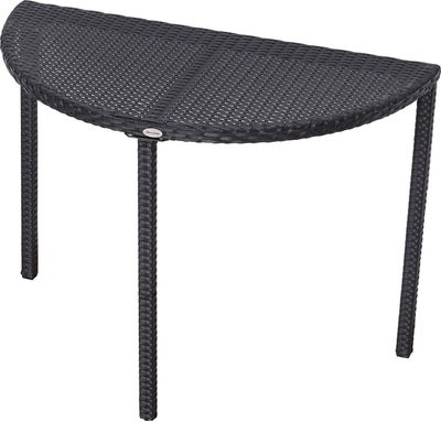 Outsunny Balkontisch Garten Beistelltisch Tisch Gartenmöbel halbrund Polyrattan + Metall Schwarz 100 x 50 x 74 cm